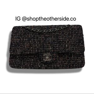 Chanel Tweed Jumbo Classic Double Flap Black Multi